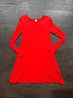 Old Navy Red Long-Sleeve Swing Dress